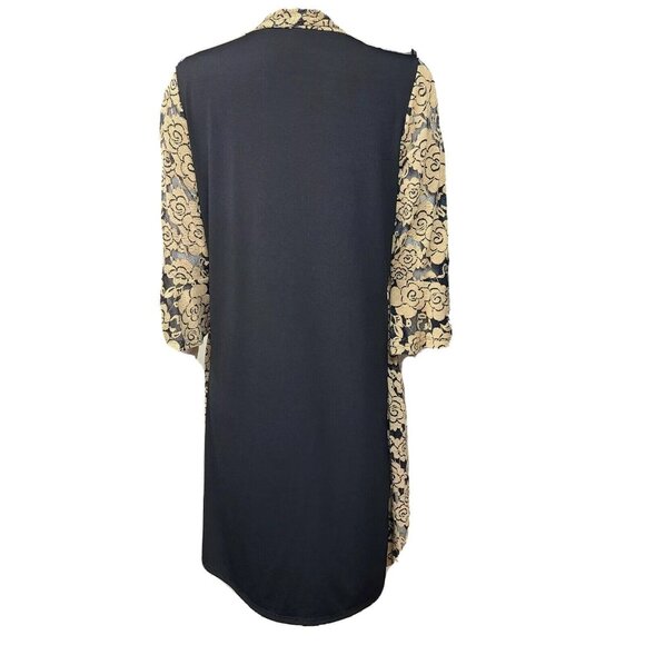 Haani Dress Womens Size L Large Black Tan Floral Lace Bell Sleeve Layered Look - Picture 3 of 6